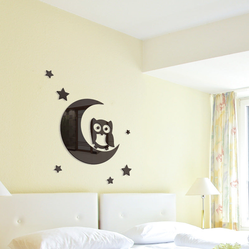 Cartoon Wall Decals Acrylic Mirror Owl
