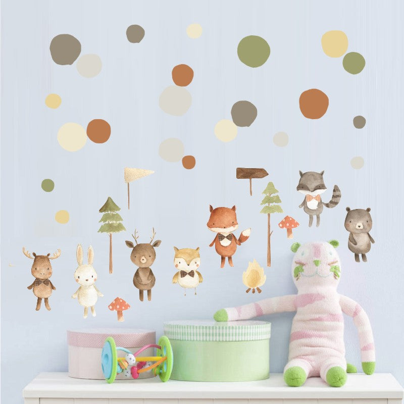 Pattern Wall Decals Forest Animals and Dots