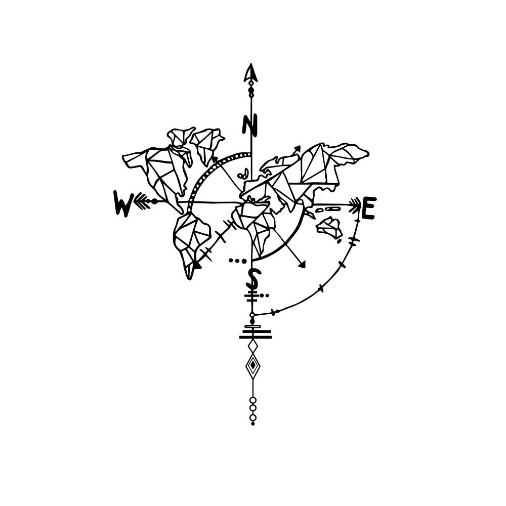 Wall Sticker Geometric World Compass