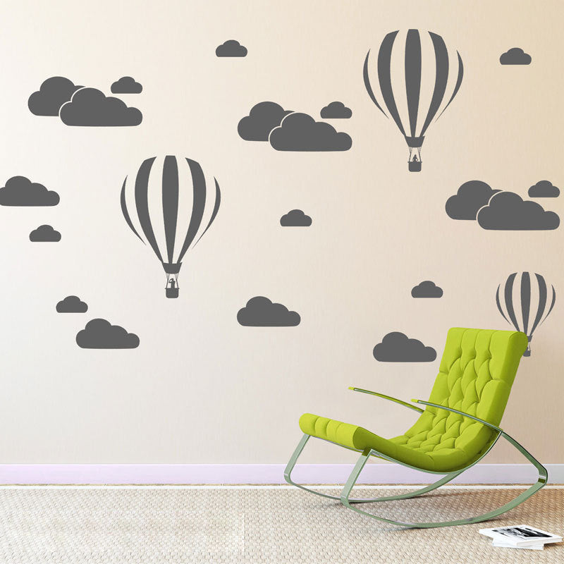 Cartoon Wall Decals Hot Air Balloons