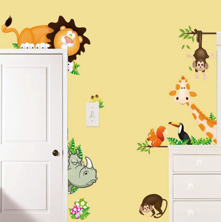 Cartoon Wall Decals Funny Staring Animals