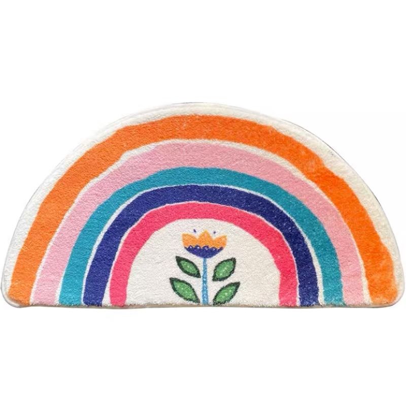 Semicircle Area Rug Cartoon Rainbows