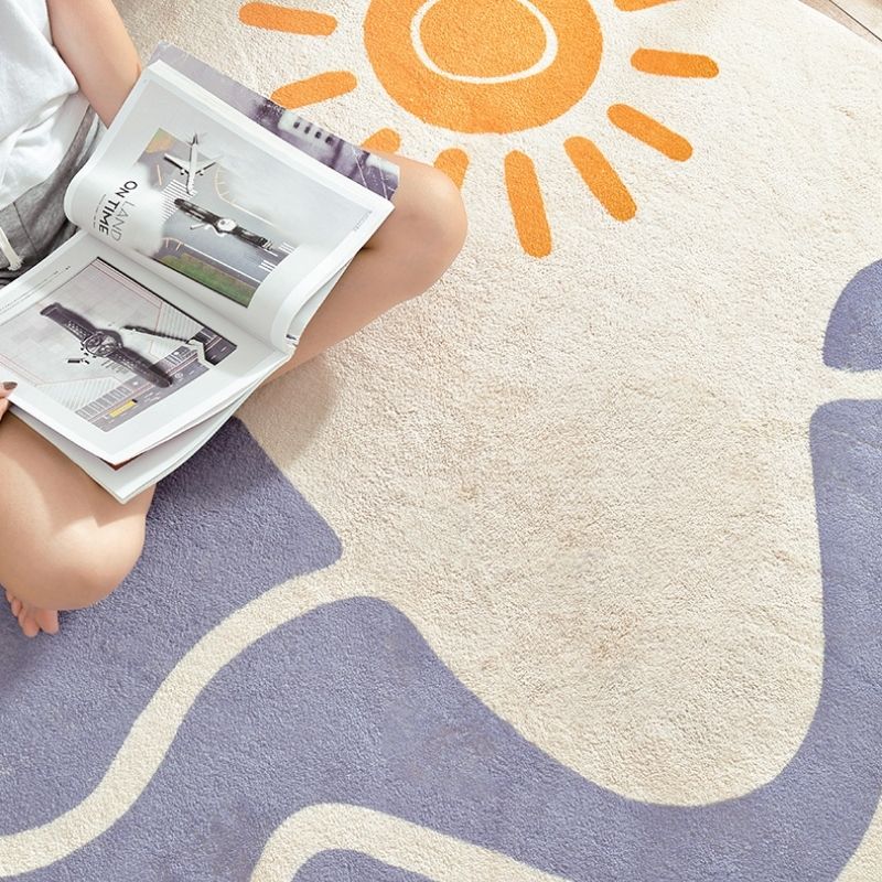 Round Area Rug Wavy Sky