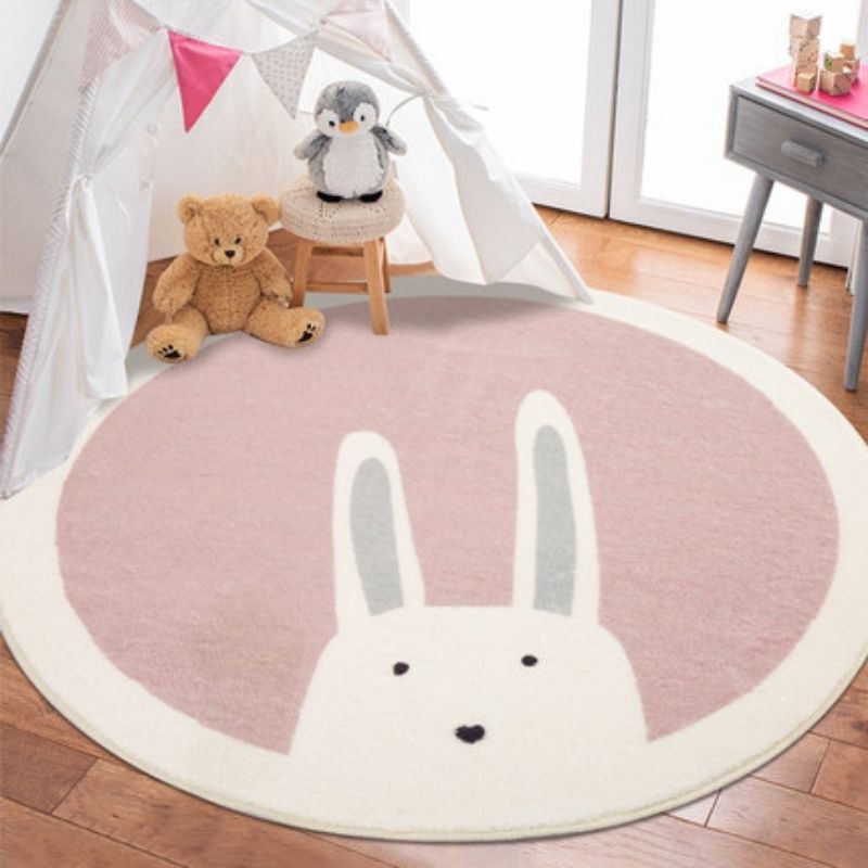 Nursery Round Area Rug Animal Portraits