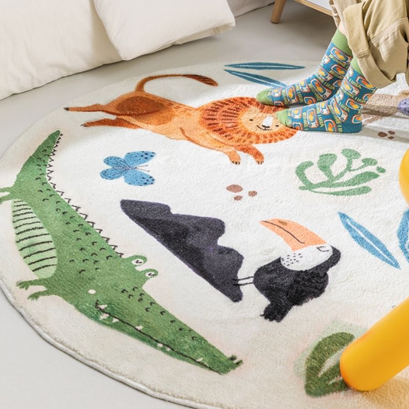 Round Area Rug Cartoon Crocodiles