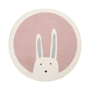Nursery Round Area Rug Animal Portraits