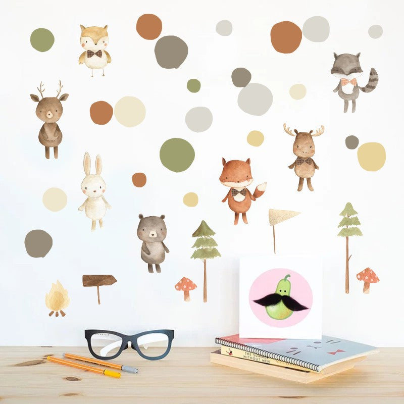 Pattern Wall Decals Forest Animals and Dots