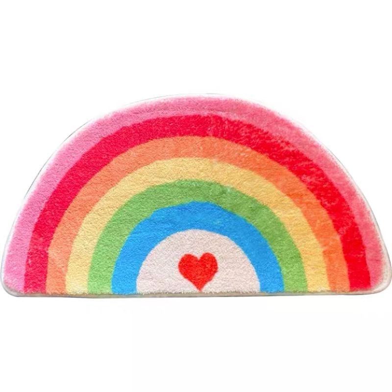 Semicircle Area Rug Cartoon Rainbows