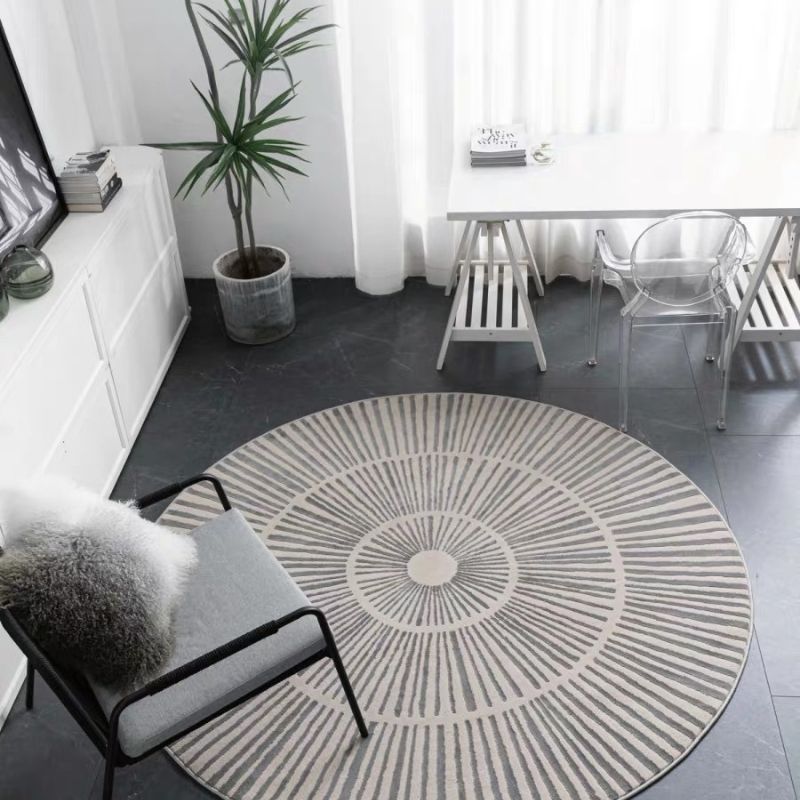 Nordic Area Round Rug Circle Stripes