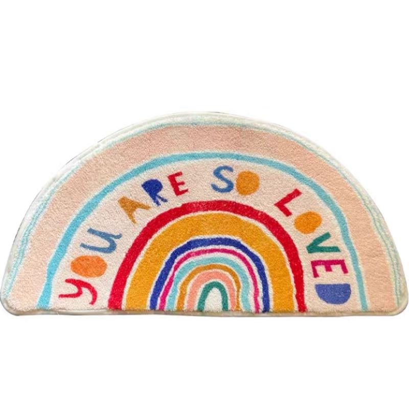Semicircle Area Rug Cartoon Rainbows