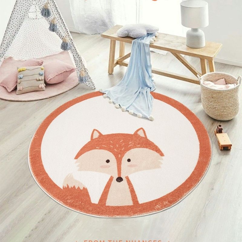 Nursery Round Area Rug Animal Portraits