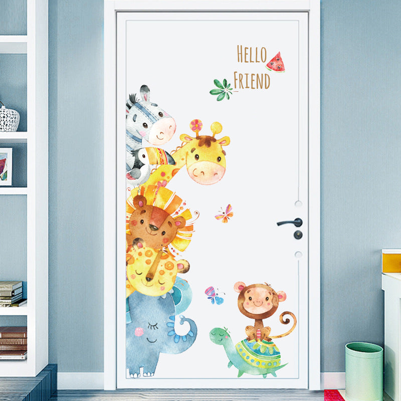 Cartoon Wall Decal Funny Entrance Animals