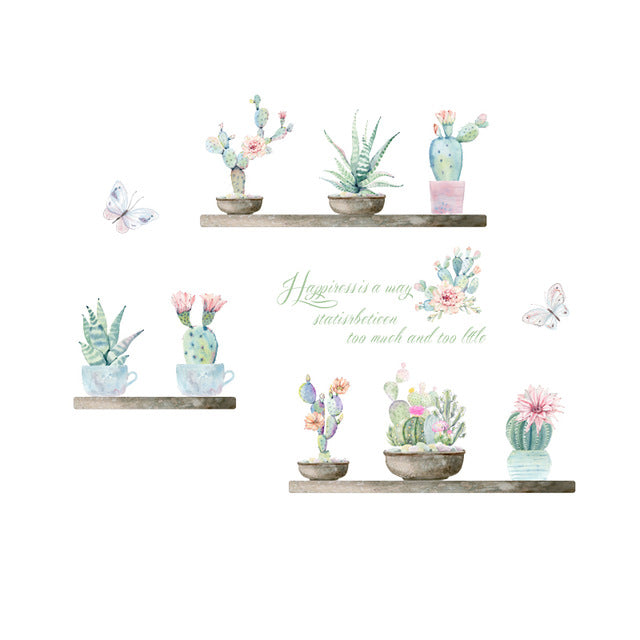 Cartoon Wall Decals Cactus Garden