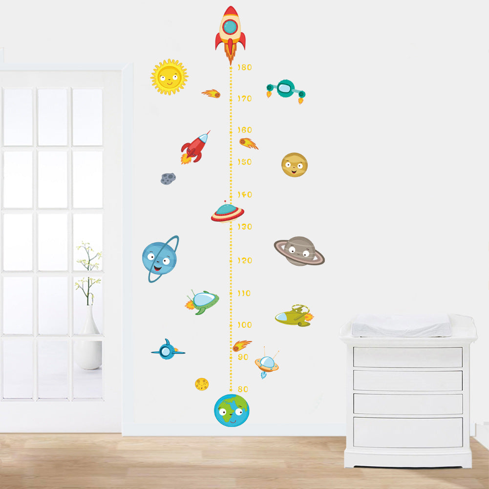 Cartoon Wall Decals Rocket Ship Height Meter