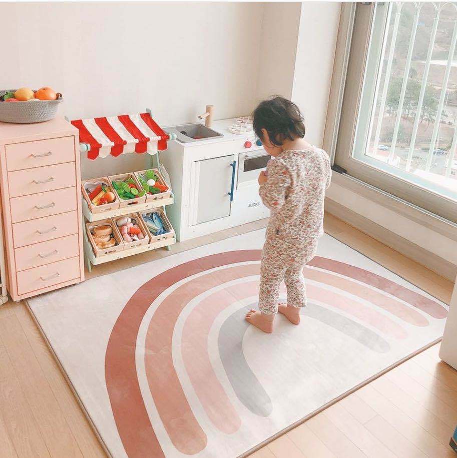 Nursery Soft Area Rug Nordic Rainbow