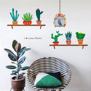 Cartoon Wall Decals Cactus Garden