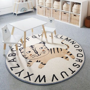 Round Rug ABC Alphabet Animals