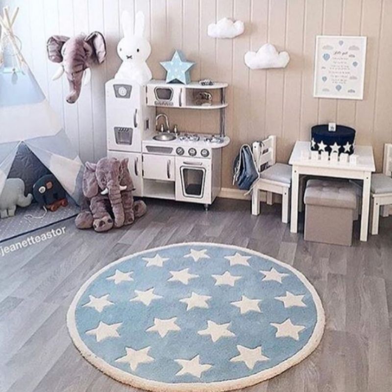 Nordic Area Round Rug Stars
