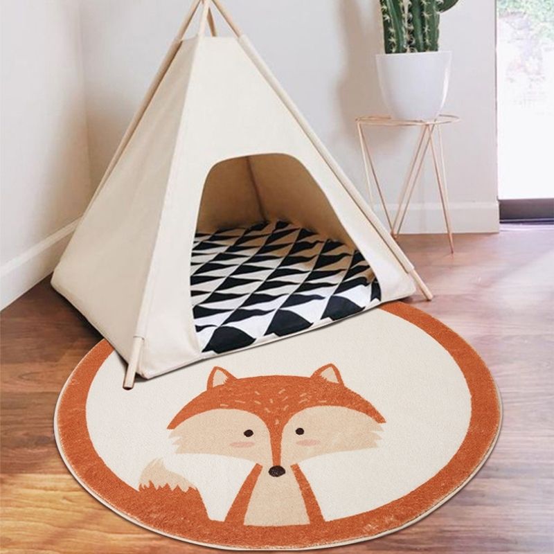 Nursery Round Area Rug Animal Portraits