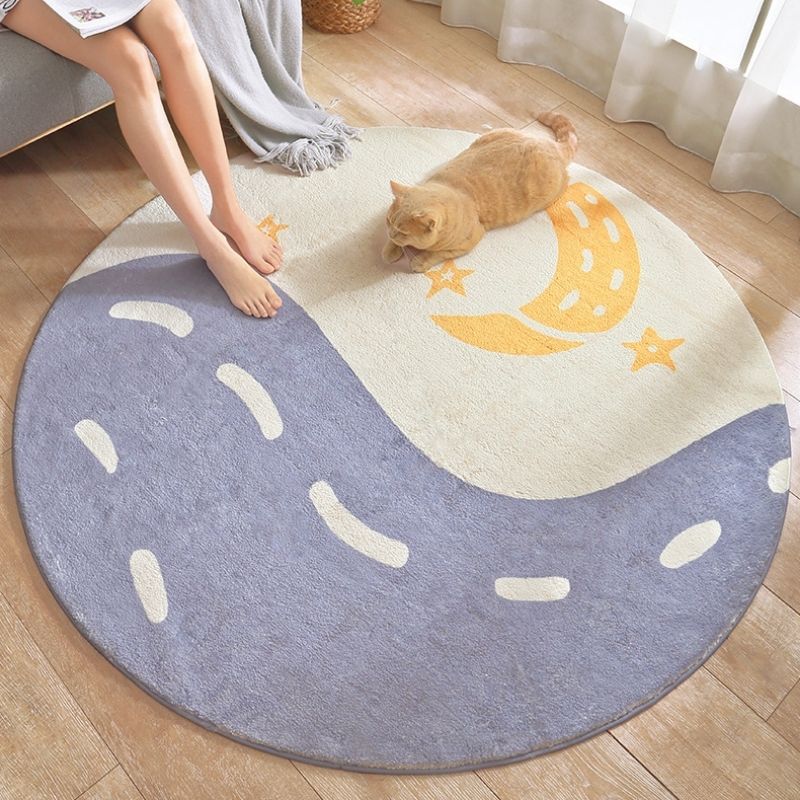 Round Area Rug Wavy Sky