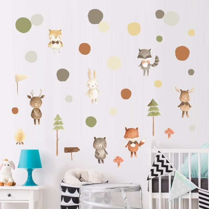 Pattern Wall Decals Forest Animals and Dots