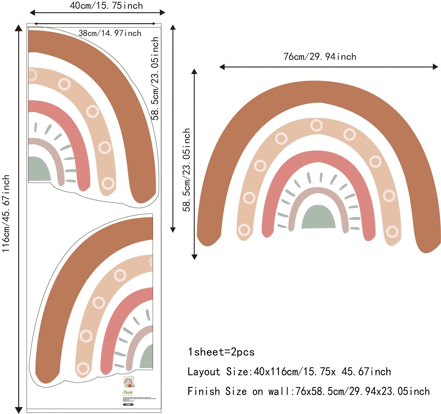 Wall Decals Colorful Rainbows