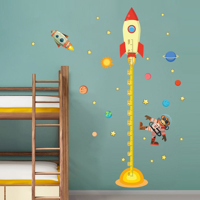 Height Measure Wall Sticker Rocket Monkey