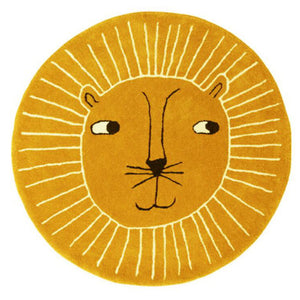Cartoon Round Nursery Rug Little Lion