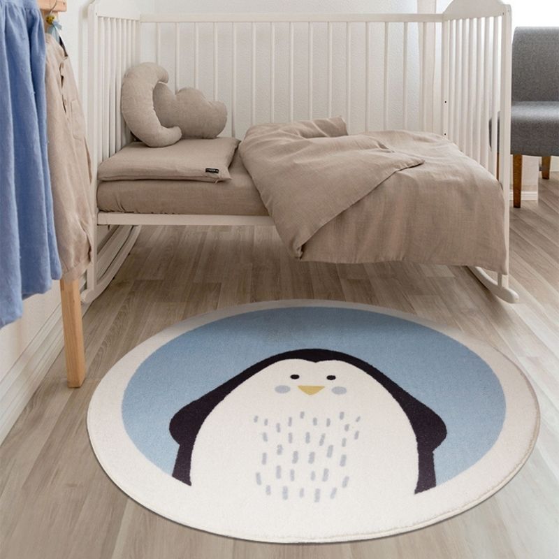 Nursery Round Area Rug Animal Portraits