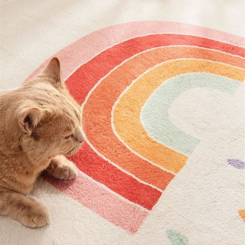 Round Area Rug Cartoon Rainbow