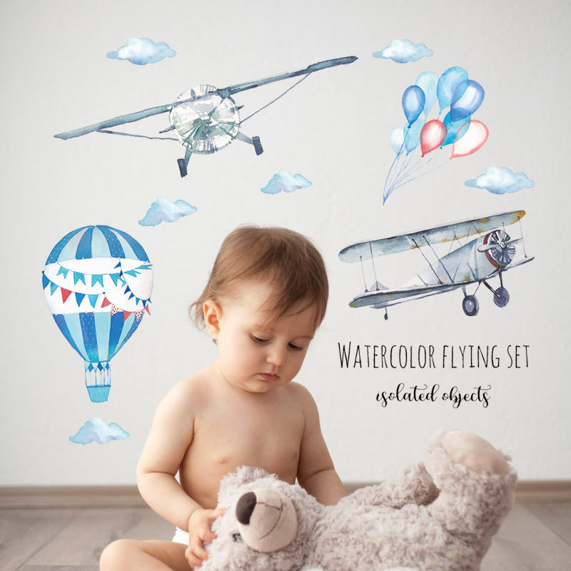 Cartoon Wall Decals Watercolor Classic Planes