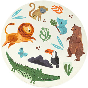 Cartoon Round Nursery Rug Fun Park