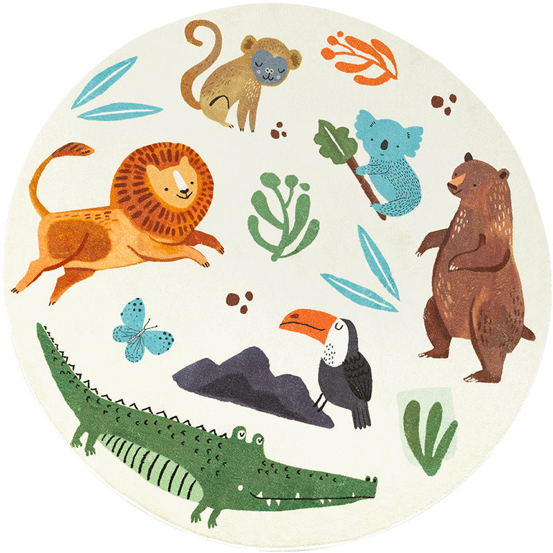 Cartoon Round Nursery Rug Fun Park