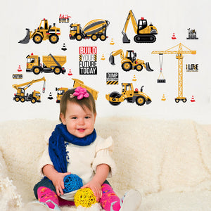 Cartoon Wall Decals Construction Works