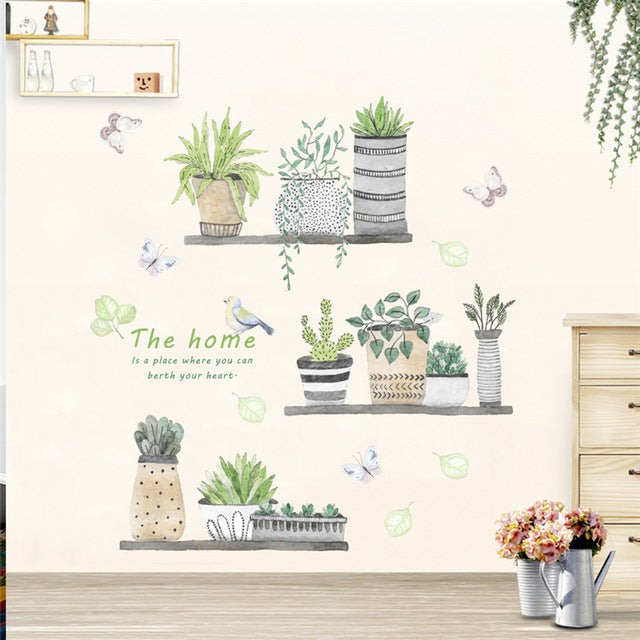 Cartoon Wall Decals Cactus Garden