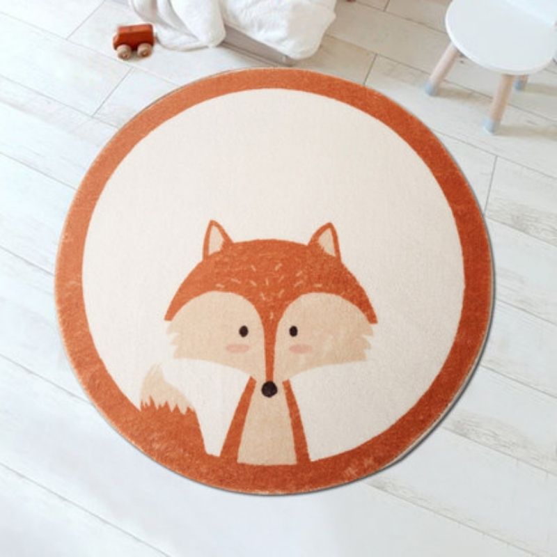 Nursery Round Area Rug Animal Portraits