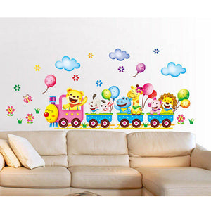 Cartoon Wall Decals Animal Train