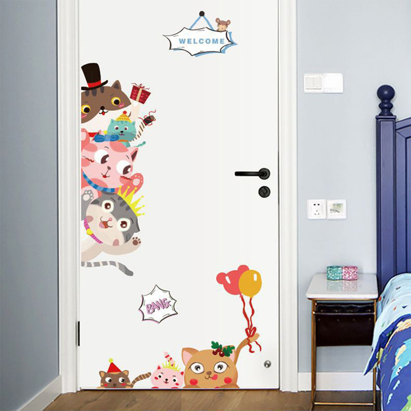 Cartoon Wall Decal Funny Entrance Animals