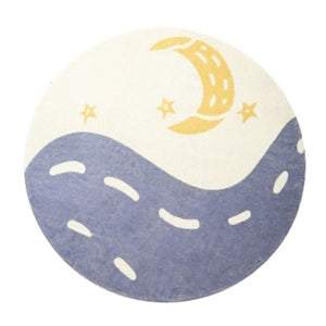 Round Area Rug Wavy Sky