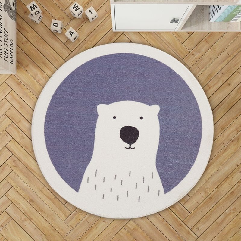 Nursery Round Area Rug Animal Portraits