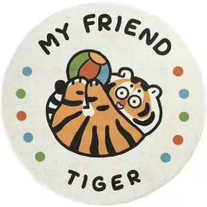 Round Nursery Rug Tiger Year Alphabet