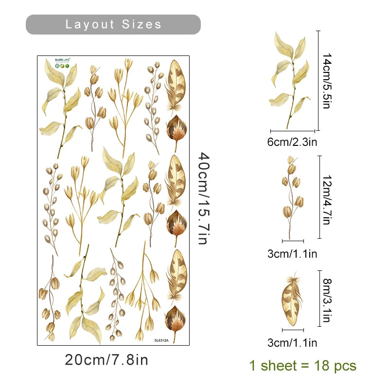 Bohemian Wall Decal Dry Seed Pods