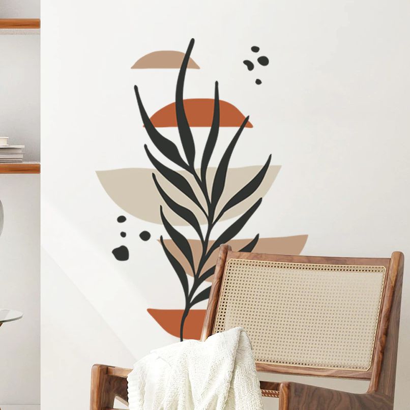 Boho Wall Decal Sun Leaf Botanical Abstract