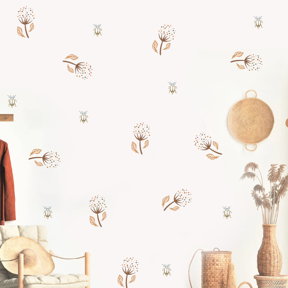 Cartoon Wall Decals Floral Leaves