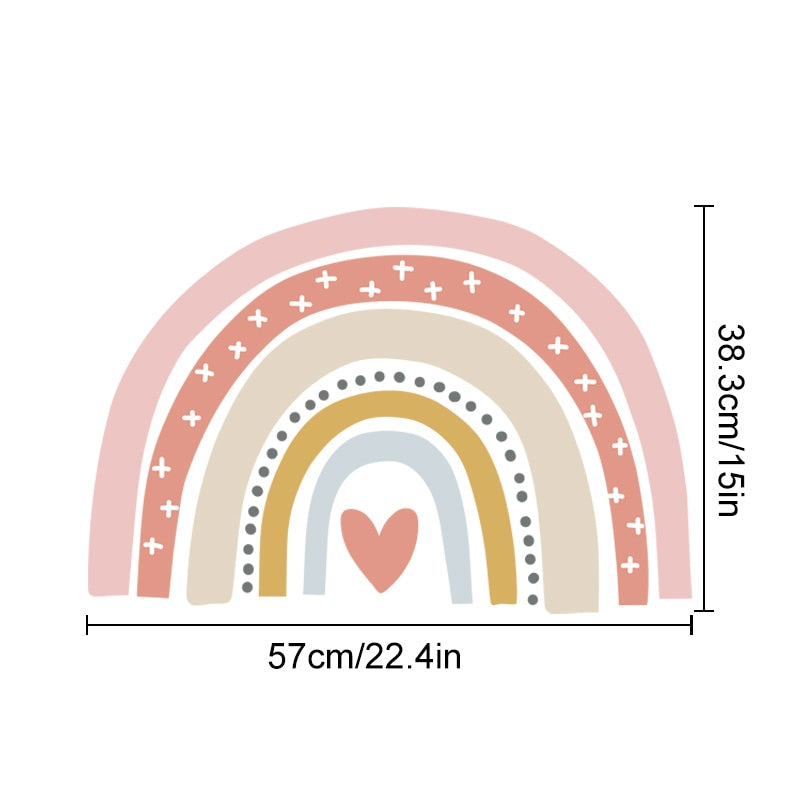 Boho Rainbow Hearts Wall Decals