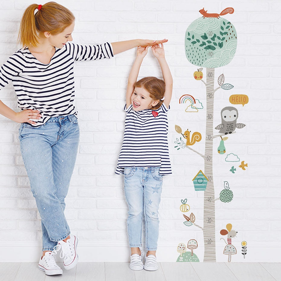 Height Measurement Wall Decals Animal Tree