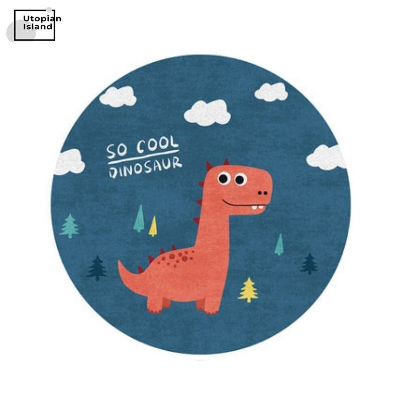 Round Rug Cute Animal Portraits