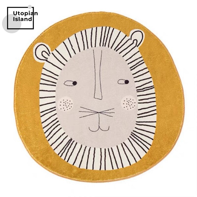 Area Round Rug Tiger Portraits