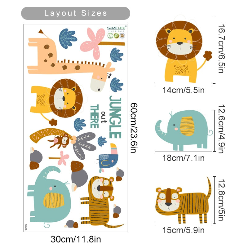 Cartoon Wall Decals Funny Animals