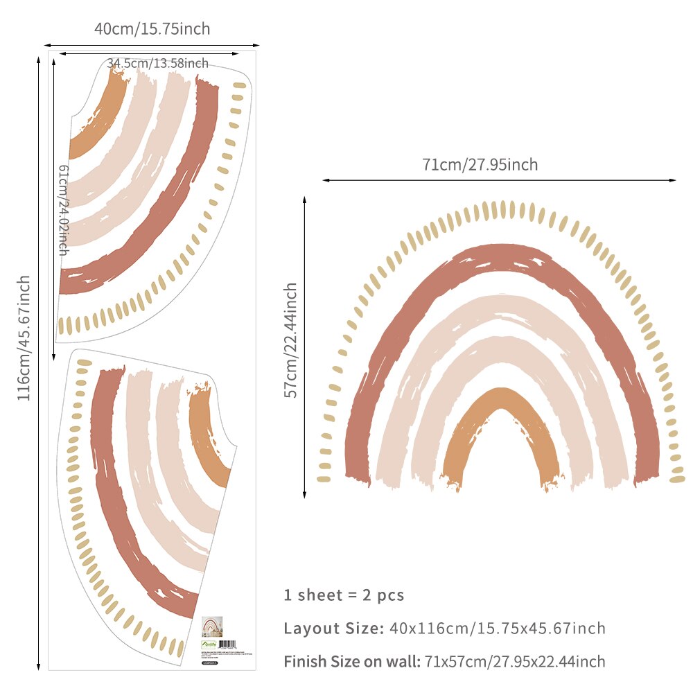 Boho Pattern Rainbows Wall Decals